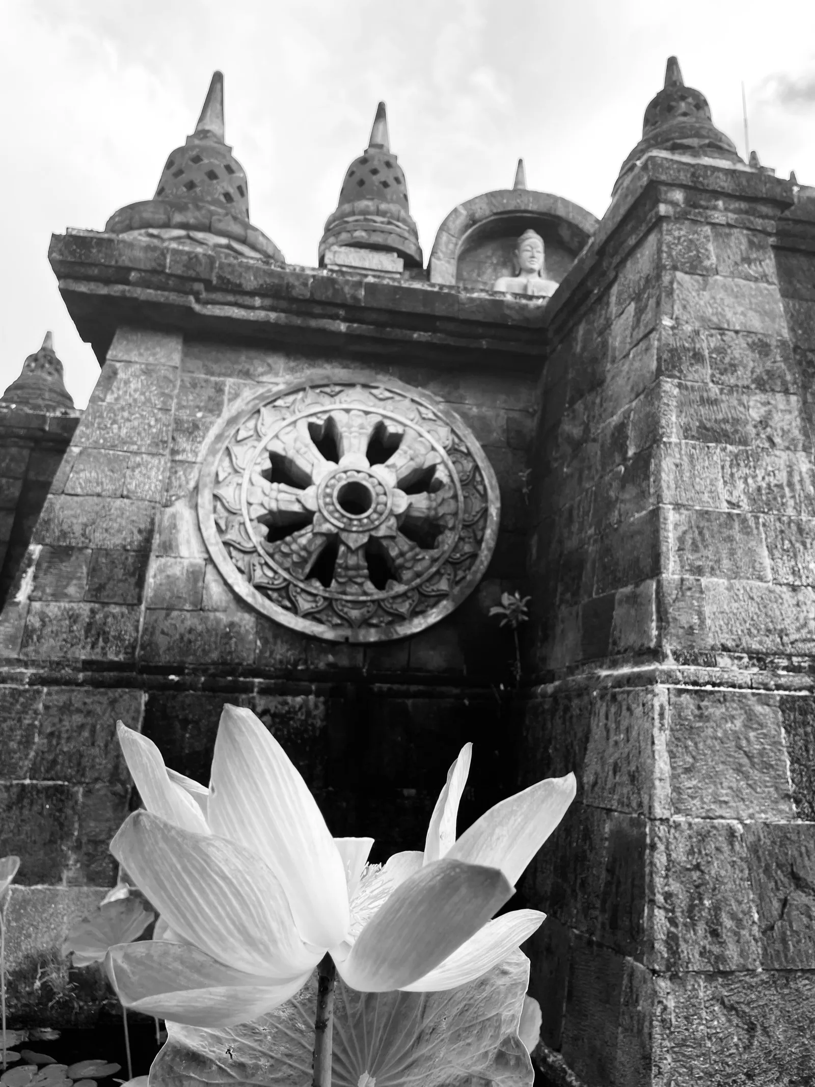 Temple detail with lotus flower